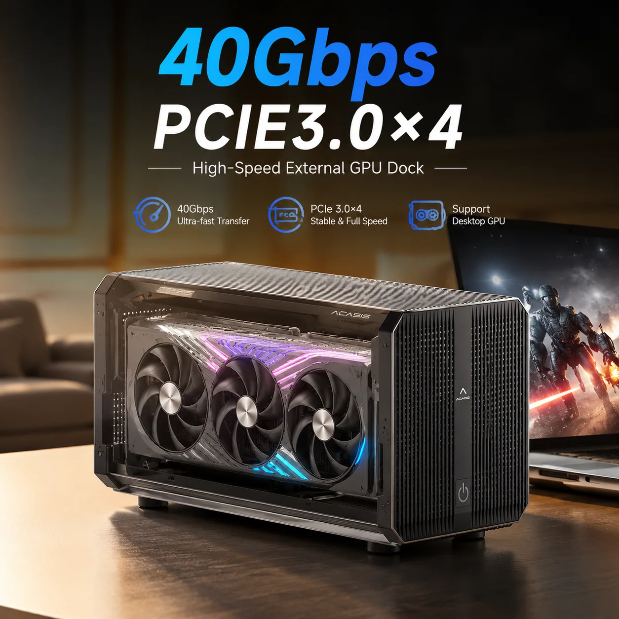 Thunderbolt 4 External Gpu Enclosure - Acasis 40Gbps eGPU Kutusu, 24pin Güç